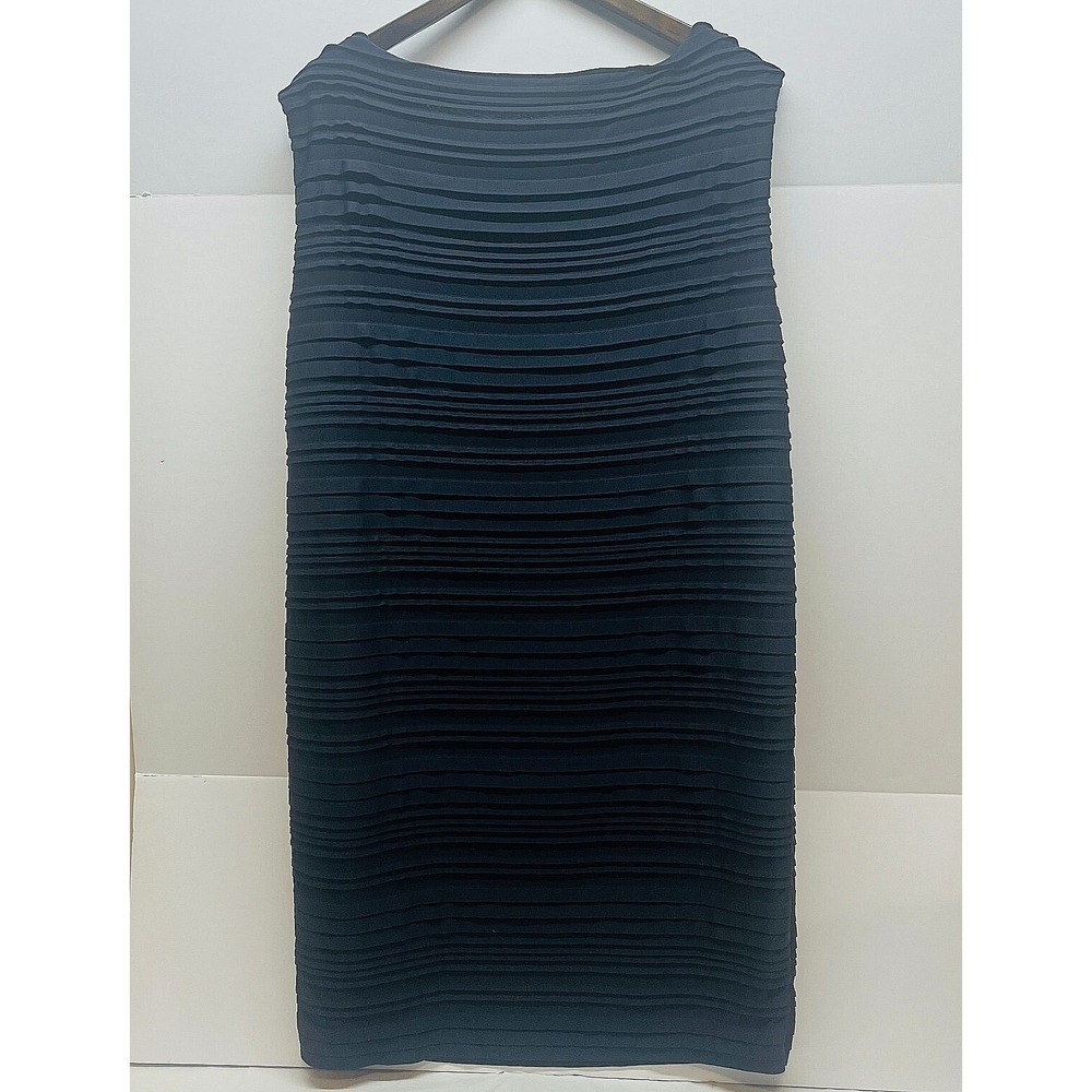 Evan Picone Dark Navy‎ Blue Sleeveless Sheath Dress Ruffled Fully Lined Size 1X